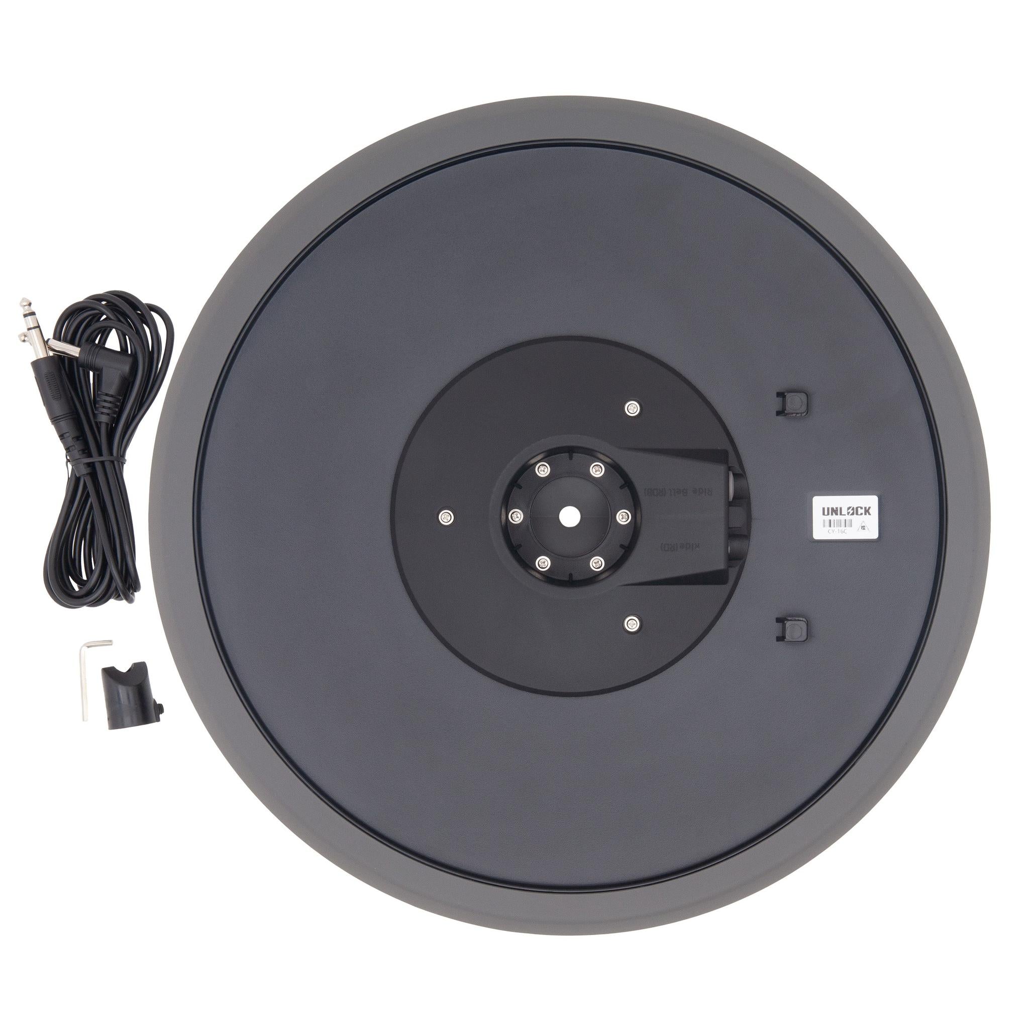 Unlock Lightning 16 inch 2-zone crash cymbal grey from Unlock drums with cable and mounting accessories included