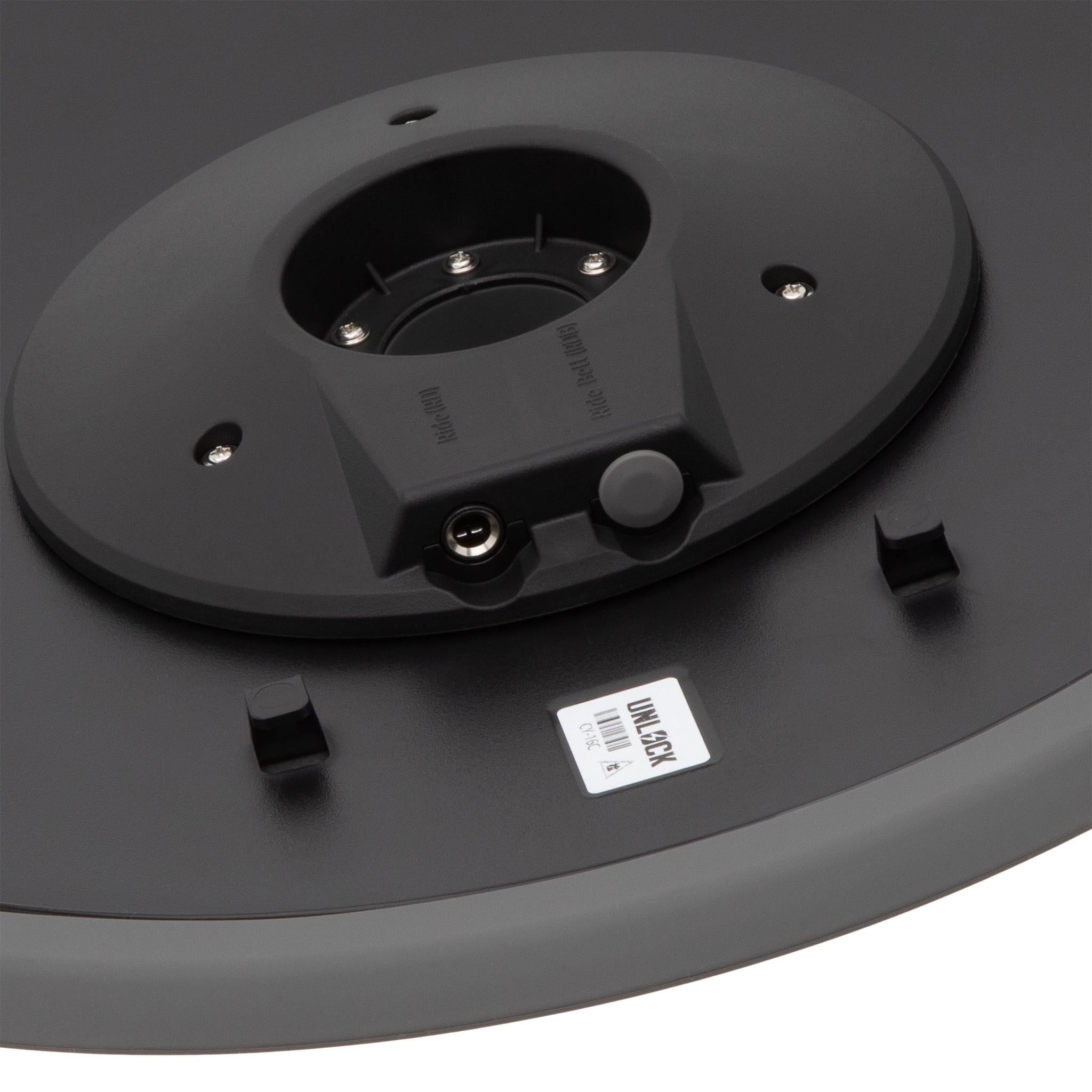 Unlock Lightning 16 inch 2-zone crash cymbal grey showing underside with sensor and connection port by Unlock drums