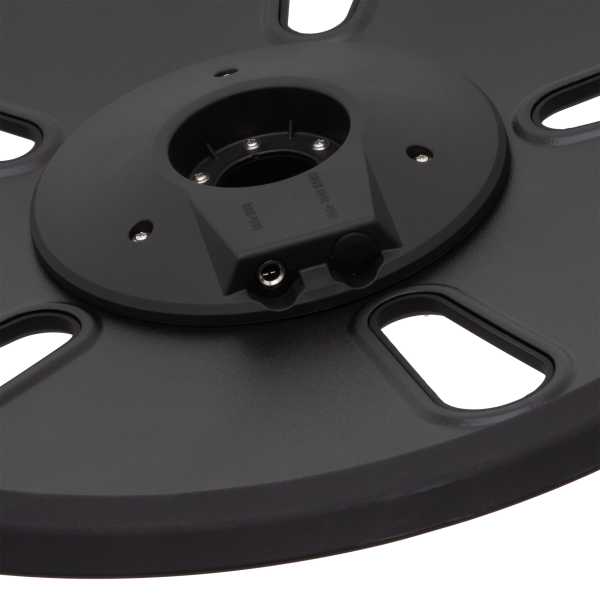 Unlock Lightning 18 inch 2-zone FX cymbal black showing electronic trigger module and ventilation openings by Unlock drums