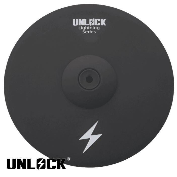 Unlock Lightning 20 inch 3-zone ride cymbal black by Unlock drums with enhanced triggers and sensitive bell zone.