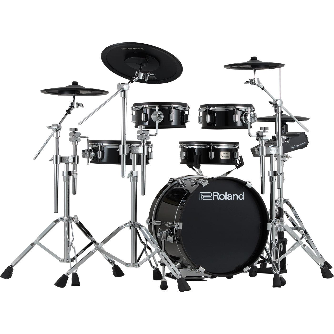 Roland VAD316 V-Drums Acoustic Design electronic drum kit, angled view with black wood shells