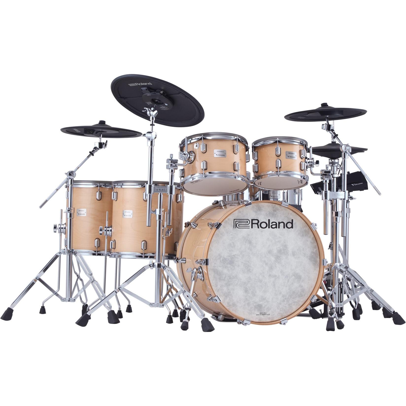 Roland VAD716 V-Drums Acoustic Design electronic drum kit in Gloss Natural, front view