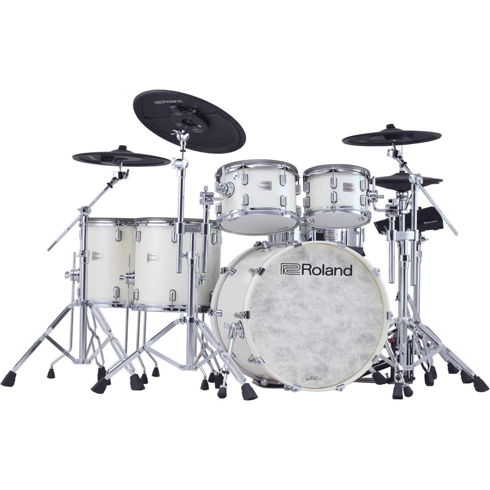 Roland VAD716 V-Drums Acoustic Design electronic drum kit in Pearl White, front view