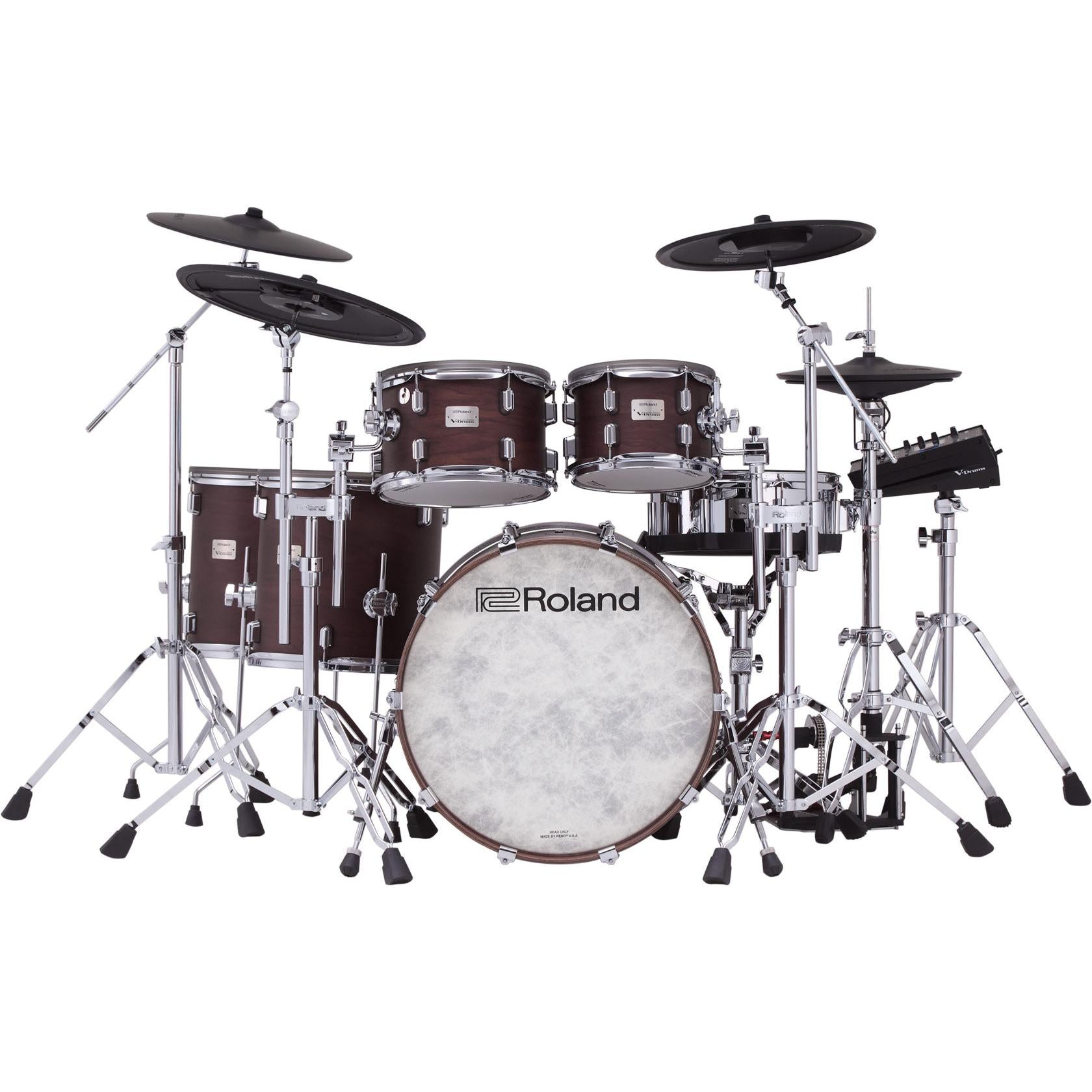 Roland VAD716 electronic drum kit, centred front view with 22-inch kick drum