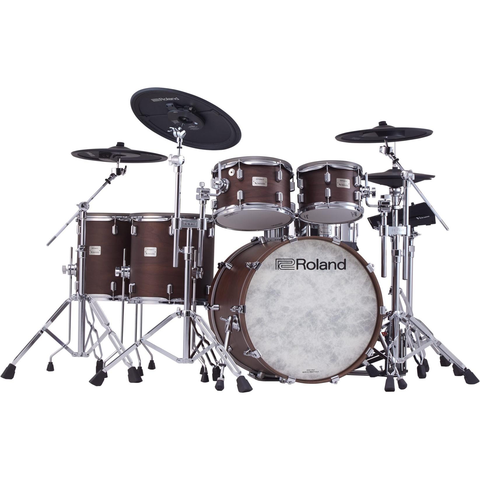 Roland VAD716 V-Drums Acoustic Design electronic drum kit in Satin Walnut, front view