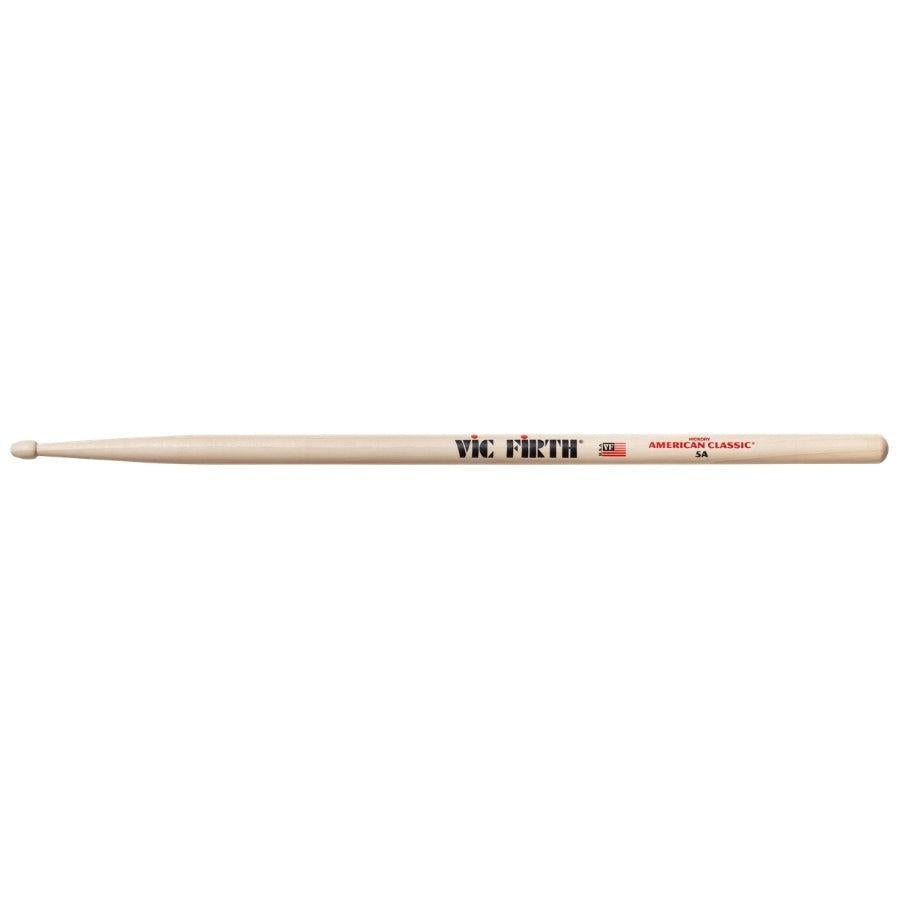 VIC FIRTH 5A American Classic Hickory Drum Sticks made from dense hickory wood with bold design and pronounced sound.