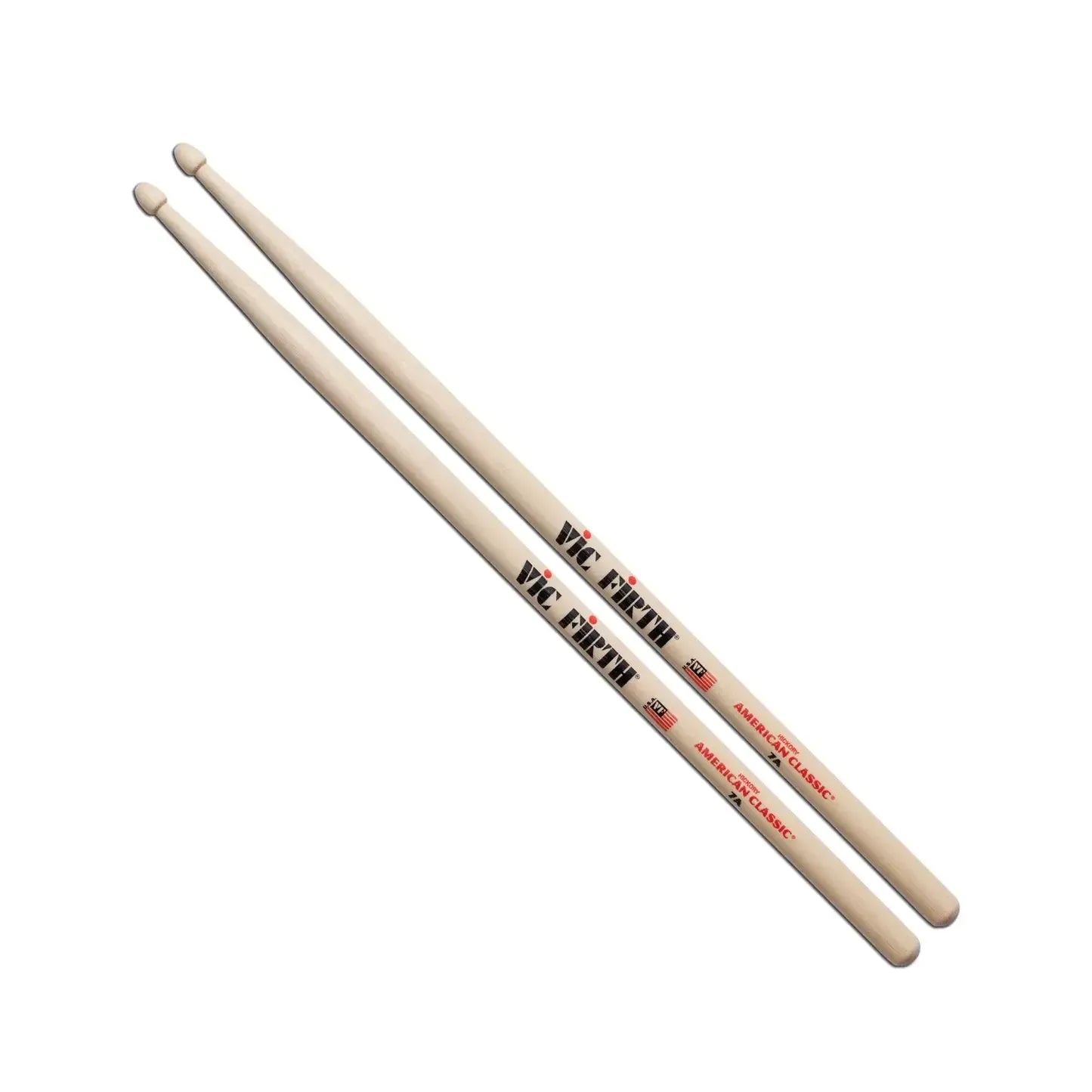 VIC FIRTH 7A American Classic Hickory Drum Sticks crafted from premium USA hickory for light jazz and fast movements