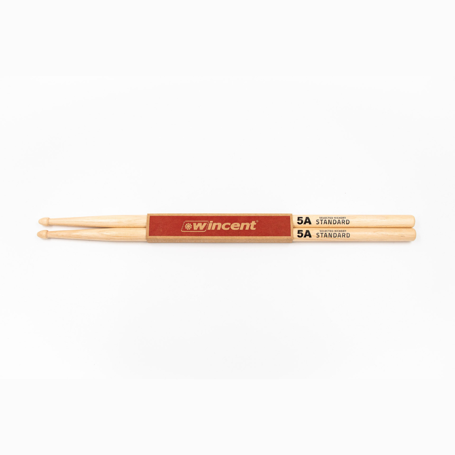 Wincent 5A Hickory drumsticks - W-5A made in Sweden with American Hickory and AcornTip for cymbal sound.